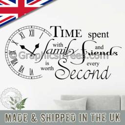 Time Spent With Family & Friends Is Worth Every Second Inspirational Wall Sticker Quote, Kitchen Dining Room Home Art Decor Decal 01 - thumbnail 1