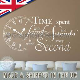 Time Spent With Family & Friends Is Worth Every Second Inspirational Wall Sticker Quote, Kitchen Dining Room Home Art Decor Decal 01 - thumbnail 2