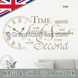 Time Spent With Family & Friends Is Worth Every Second Inspirational Wall Sticker Quote, Kitchen Dining Room Home Art Decor Decal 01 - thumbnail 3