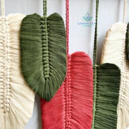 Green Leaf Macrame Wall Hanging Large Boho Art - thumbnail 3