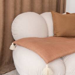 Linen Sofa Cover, Slipcover Cover Protector, Slipcover Custom Size With Tassels - thumbnail 3
