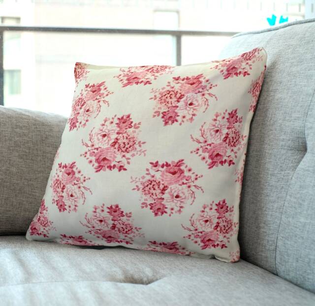 "Romantic Pink Floral Cushion Covers - Reading Nook Decorative Pillow 16""/18" - image 1