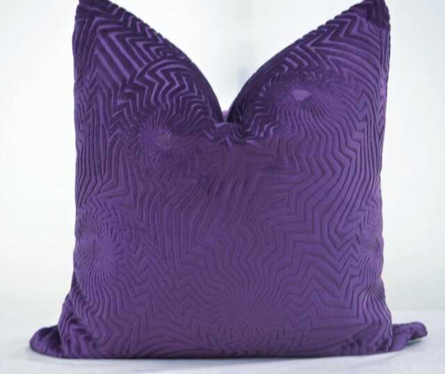 Purple Velvet Pillow Cover, Mosaic Pattern Cover, Geometric Cover - image 1