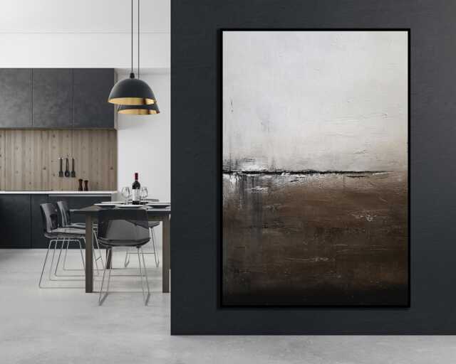 Oversized Neutral Abstract Wall Art, Original Minimalist Tall Vertical Canvas Masculine Industrial - image 1