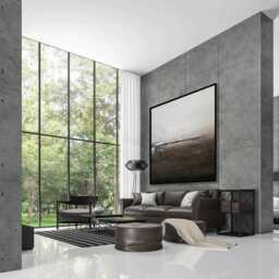 Oversized Neutral Abstract Wall Art, Original Minimalist Tall Vertical Canvas Masculine Industrial - thumbnail 3