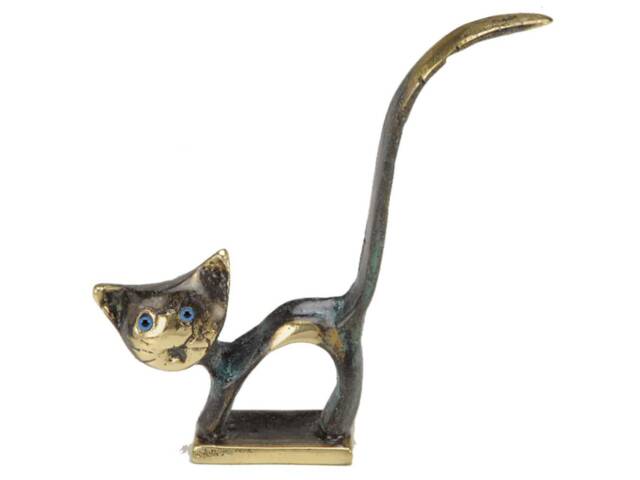 Handmade Brass Cat Figure, Bronze Art Home Decor - image 1