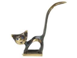 Handmade Brass Cat Figure, Bronze Art Home Decor - thumbnail 1