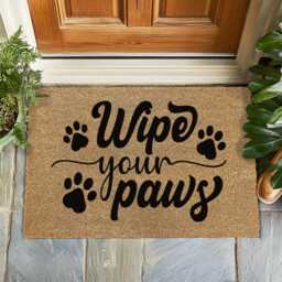 Wipe Your Paws Doormat - Cute Pet Welcome Mat For Dog & Cat Lovers, Coir Entry Front Door, Indoor Use Lover Gift Fall Decor