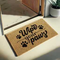 Wipe Your Paws Doormat - Cute Pet Welcome Mat For Dog & Cat Lovers, Coir Entry Front Door, Indoor Use Lover Gift Fall Decor - thumbnail 2