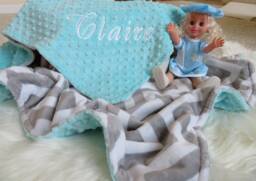 Personalized Minky Baby Blanket, Grey Chevron, Newborn Gift, Usa Handcrafted