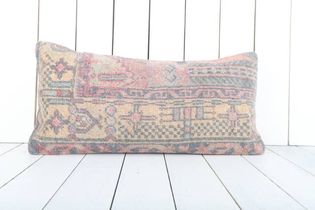 Lumbar Kilim Pillow Cover 12x24 Vintage Turkish Boho Decor - image 1