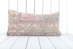 Lumbar Kilim Pillow Cover 12x24 Vintage Turkish Boho Decor - thumbnail 1