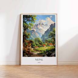 Nepal Poster, Tourist Attractions, Mount Everest Wall Art, Himalayan Landscape Kathmandu Scenery Print, Travel Poster - thumbnail 3