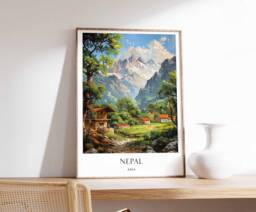 Nepal Poster, Tourist Attractions, Mount Everest Wall Art, Himalayan Landscape Kathmandu Scenery Print, Travel Poster - thumbnail 1