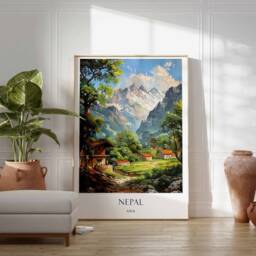 Nepal Poster, Tourist Attractions, Mount Everest Wall Art, Himalayan Landscape Kathmandu Scenery Print, Travel Poster - thumbnail 2