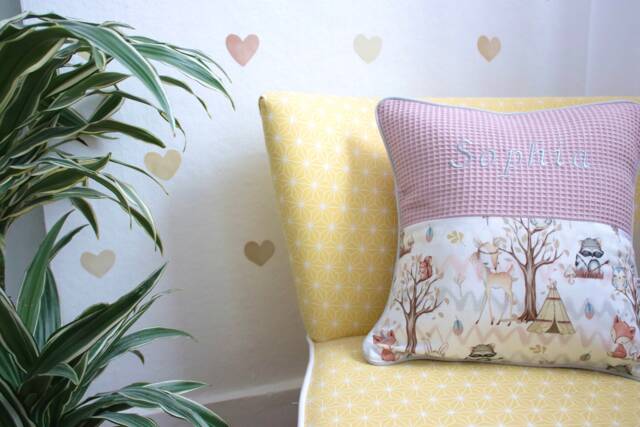 Name Embroidery Is Free Waffle Pique Pillow in Dusty Pink - image 1