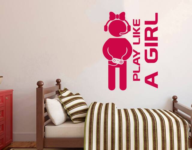 Gamer Girl Wall Decal Video Game Controller, Removable Vinyl Art, 3077 - image 1