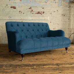 2 Seater Low Ocean Navy Blue Velvet Chesterfield Sofa, British Handmade - thumbnail 2