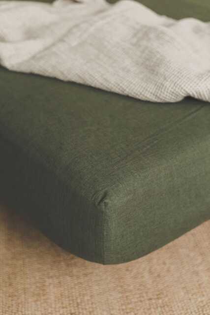 Forest Green Linen Fitted Sheet - Soft, Breathable, Durable, 100% Natural For Cozy & Stylish Bedding, Available in Various Sizes - image 1