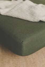 Forest Green Linen Fitted Sheet - Soft, Breathable, Durable, 100% Natural For Cozy & Stylish Bedding, Available in Various Sizes
