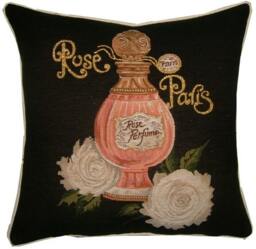 Allure Rose Paris Perfume Gold Thread Woven Tapestry Cushion Cover Sham