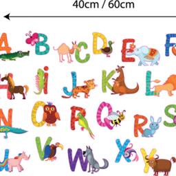 Full Colour Animal Alphabet Kids Wall Decal Bedroom Educational Playroom Nursery Sticker - thumbnail 2