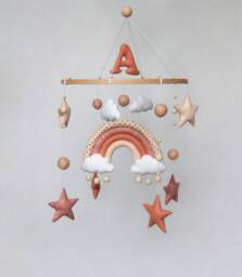 Baby Mobile With Rainbow & Stars - Mobile Baby Neutral Nursery For Girl Or Boy Crib Personalized Hanging - thumbnail 1