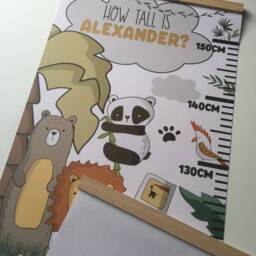 Personalised Height/ Growth Chart - At The Zoo Beautiful Nursery & Bedroom Wall Decor Printed On A Luxury Fabric Ideal Keepsake - thumbnail 2