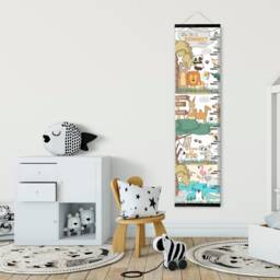 Personalised Height/ Growth Chart - At The Zoo Beautiful Nursery & Bedroom Wall Decor Printed On A Luxury Fabric Ideal Keepsake - thumbnail 3