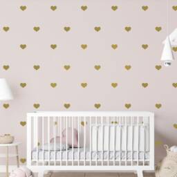 Heart Wall Decals, Nursery Decal, Gold Heart Wallpaper, Accent Decor, Peel & Stick Stickers - thumbnail 3