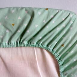 Mint Triangle Crib Sheet Gold Geometric Baby Bedding - thumbnail 3