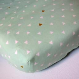 Mint Triangle Crib Sheet Gold Geometric Baby Bedding - thumbnail 2