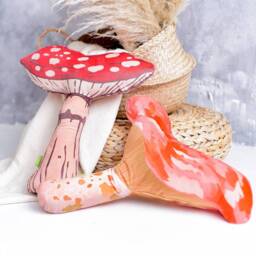 Velvet Christmas Mushroom Pillow - Large Holiday Woodland Plush Cushion Cozy Festive Winter Home Decor & Unique Seasonal Gift Idea - thumbnail 4