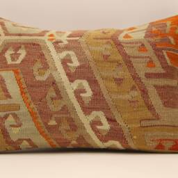 Vintage Turkish Kilim Pillow Cover, Wool Aztec Lumbar - 14x20 - thumbnail 2