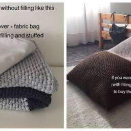 Knitted Bean Bag Chair, Comfy Floor Seat Kids Lounger, Modern Interior Decor - thumbnail 2