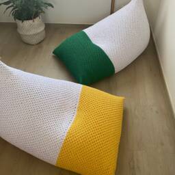 Knitted Bean Bag Chair, Comfy Floor Seat Kids Lounger, Modern Interior Decor - thumbnail 3
