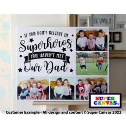 Dad Daddy Fathers Day Super Hero Personalised Handmade 5 Picture Family Photo Collage Framed Canvas Print Wall Art Birthday Gift - thumbnail 1
