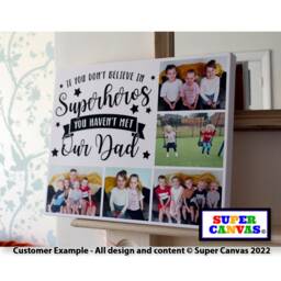 Dad Daddy Fathers Day Super Hero Personalised Handmade 5 Picture Family Photo Collage Framed Canvas Print Wall Art Birthday Gift - thumbnail 2