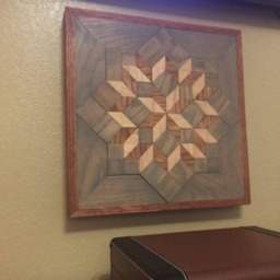 Star Barn Quilt Made From Cut Oak & Pieced Together. Stained With Natural Weathered Wood Stains. Home Decor As A Wall Hanging - thumbnail 2
