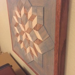Star Barn Quilt Made From Cut Oak & Pieced Together. Stained With Natural Weathered Wood Stains. Home Decor As A Wall Hanging - thumbnail 4