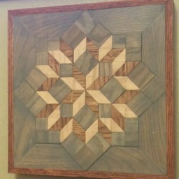 Star Barn Quilt Made From Cut Oak & Pieced Together. Stained With Natural Weathered Wood Stains. Home Decor As A Wall Hanging