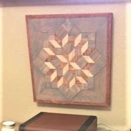 Star Barn Quilt Made From Cut Oak & Pieced Together. Stained With Natural Weathered Wood Stains. Home Decor As A Wall Hanging - thumbnail 3
