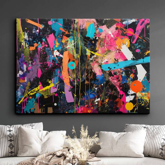 Paint Splash Splatter Abstract Painting Framed Poster Print & Canvas Wall Decor Art Home Living Room Gift Idea - image 1
