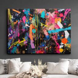 Paint Splash Splatter Abstract Painting Framed Poster Print & Canvas Wall Decor Art Home Living Room Gift Idea - thumbnail 1