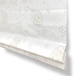 Leaf Floral Embroidery Sheer Linen Blend Fabric Flat Roman Shade, Cl1011 - thumbnail 3