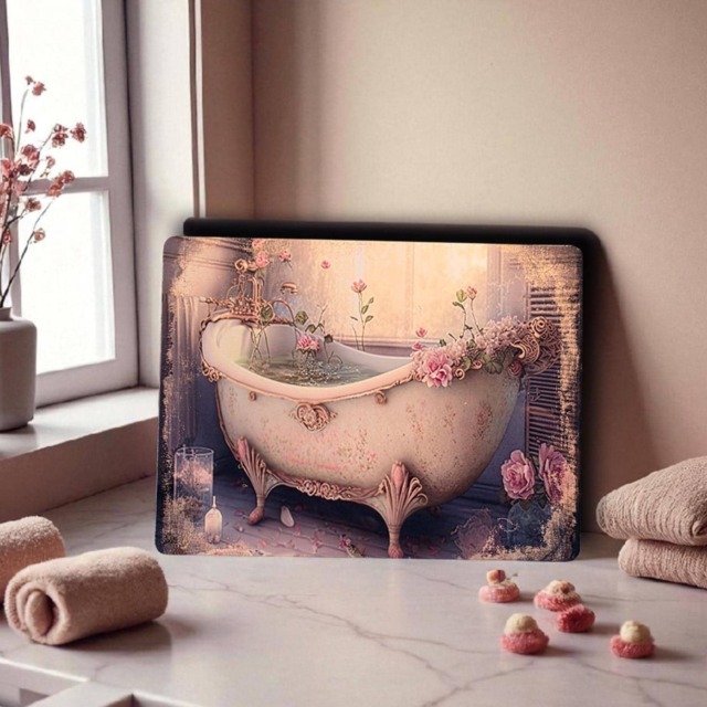 Rustic Metal Bathroom Sign Vintage Wall Plaque Farmhouse Home Decor Art Shabby Chic Gift - image 1