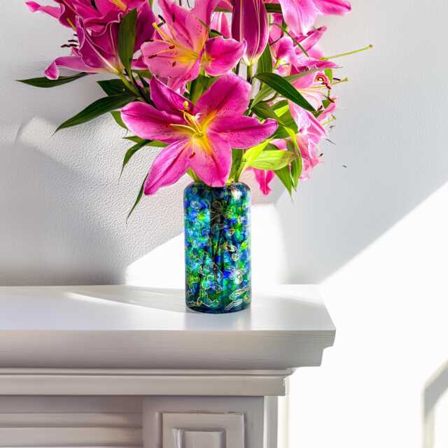 Ocean-Inspired Blue & Green Art Vase, Hand-Painted , Unique Decorative Flower Vase , Coastal Style D??cor - image 1