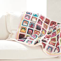 Cat Crochet Blanket, Granny Afghan Square Throw, Baby Blanket - thumbnail 3