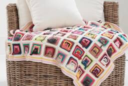 Cat Crochet Blanket, Granny Afghan Square Throw, Baby Blanket - thumbnail 1