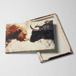 Bear Vs Bull Stock Market Wall Street Trading Painting Finance Inspirational Framed Canvas Art Poster Print Home & Office Room Decor - thumbnail 2